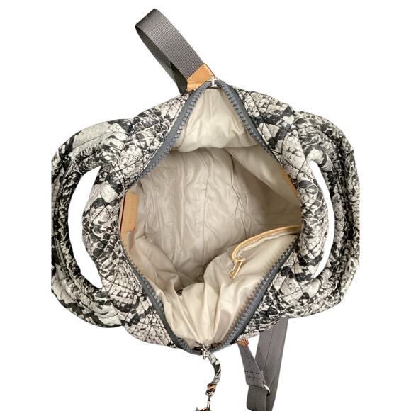 MZ Wallace Purse Women’s 1Size Nylon Snake Print Leather Trim Zipper Extra Pouch - Picture 5 of 8